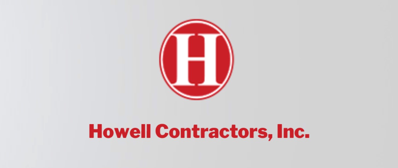 A white H with a red circle around it Howell Contractor, Inc in red below it